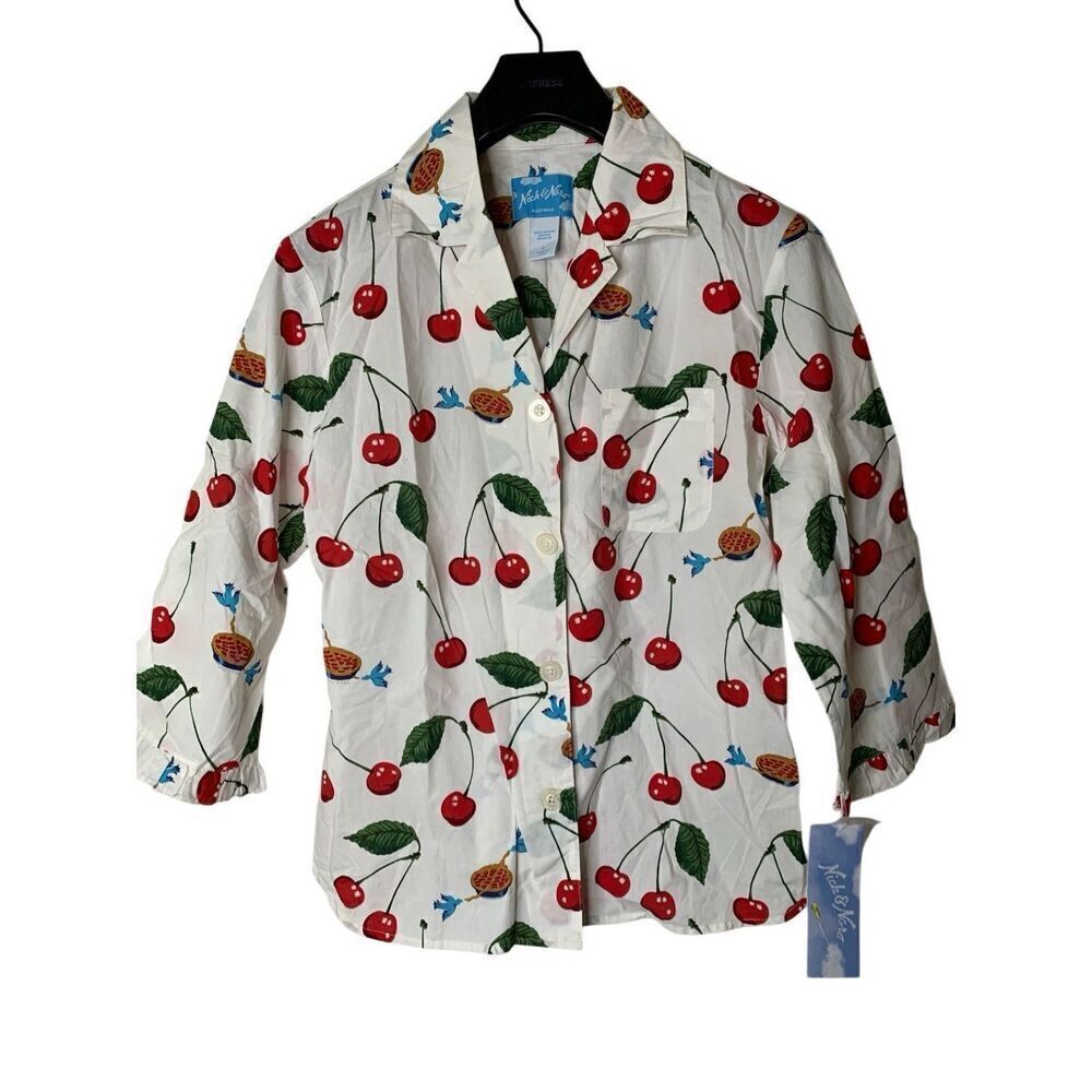 Vintage Nick and Nora Sleepwear pajama set cherries women's size small NEW